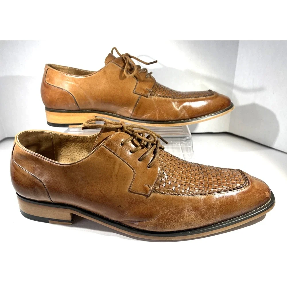 Stacy Adams Winthrop Moc-Toe Oxford Brown Leather Dress Shoes Men's 11 Lace-Up‎